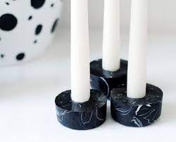 Diy Project Black Marbled Candleholders Design Sponge Clay Candle Holders Marble Candle Diy Candle Holders