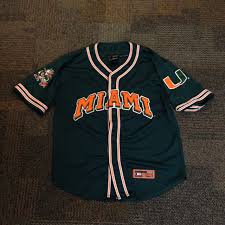 Official account for the university of miami. Vintage University Of Miami Baseball Jersey Hand Depop