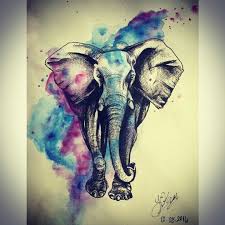 Very Detailed Elephant With A Splash Of Colour Tatuajes De Elefantes Dibujos Elefantes