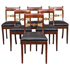 Dining Chairs Set Of 6 English Mahogany Leather Black 19th Century England Dining Room Chairs Upholstered Dining Chairs Dining Room Chairs Modern
