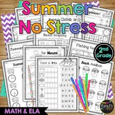 end of the year no stress summer worksheets math literacy activities 2nd grade