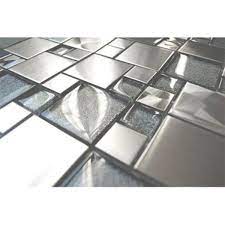 We offer metal mosaic tiles that will allow you to create the kitchen backsplash of your. Eden Mosaic Tiles Modern Cobble With Silver Glass Tile Stainless 11 Pack Rona