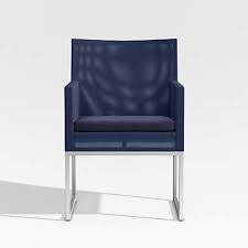 These dining chairs will bring luxury and convenience to your outdoor space. Dune Navy Outdoor Patio Dining Chair With Sunbrella Cushion Reviews Crate And Barrel Canada