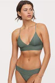 Triangle Bikini Top Dark Green Ladies H M Us 1 Triangle Bikini Bikini Tops Bikinis