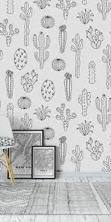 White black peel and stick wallpaper removable contact paper decorative damascus wall paper flower wallpaper wall covering embossed self adhesive wallpaper shelf drawer liner vinyl roll17.7''x78.7''. Cactus Silhouette White Wallpaper Cactus Silhouette Wall Murals Wall Murals Painted Diy