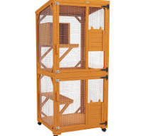 Pawhut Large Cat House With High Up Resting Box, 71" Wooden Catio With  Asphalt Roof, Indoor & Outdoor Cat Enclosure On Wheels, For 1 3 Cats,  Orange ...