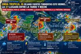 ONDA TROPICAL 36 DEJARÁ FUERTES TORMENTAS ESTE VIERNES; LA 37 LLEGARÁ ENTRE LA TARDE Y NOCHE