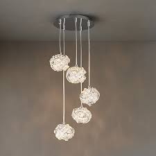 emelia pendant chrome effect 5 lamp