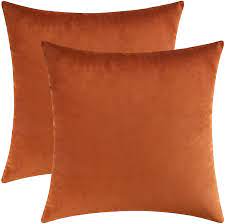 2pc set burnt orange throw pillows 18x18 cotton linen decorative pillows. Burnt Orange Decorative Pillow