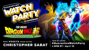 Maybe you would like to learn more about one of these? Quarantine Watch Party Gets More Guests For Dragon Ball Super Broly