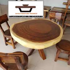 Meja cafe bulat diameter 60.: Jual Meja Bundar Trembesi Kayu Solid Utuh Harga Murah