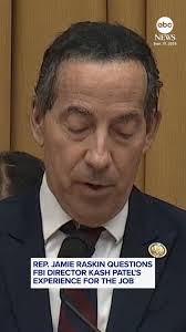 Democratic Rep. Jamie Raskin held up a children's book written by FBI  Director Kash Patel while questioning his lack of experience as an FBI  agent before he began testifying in front of