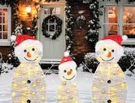 GooComfy Christmas Lighted Snowman Family Outdoor Decoration, 60 LEDs 3  Piece 2d Snowman Decor Xmas Indoor Outdoor Garden Yard Lawn Festive Holiday  De