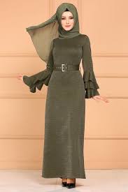 Modaselvim Elbise Kollari Firfirli Simli Elbise 4029ef311 Haki Elbise Musluman Modasi The Dress