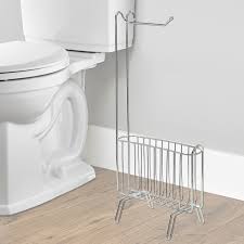 This classic magazine and toilet tissue stand is the perfect way to keep extra rolls of toilet paper neatly stored in small bathroom spaces, and the magazine rack keeps your magazines and newspapers organized and off the floor or counter. Huis Free Standing Toilet Roll Holder And Magazine Rack Bathroom Dispenser Stand Wc Luxclusif Com