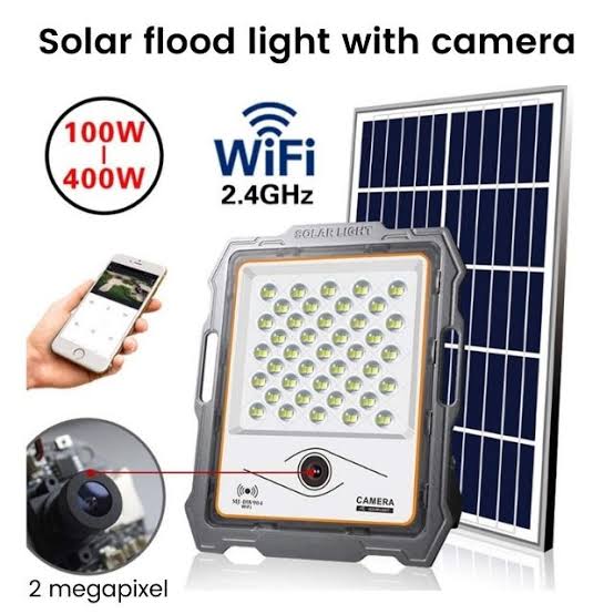100W Solar Flood light with CCTV camera in Kenya (WiFi Enabled) - Dandy Solutions LTD
