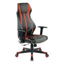Osp Home Furnishings Gigabyte Black High Back Gaming Chair In Faux Leather With Red Trim And Accents Arms Kd Gig25 Rd The Home Depot Osp Home Furnishings Gaming Chair Leather Chair
