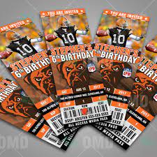 Cleveland Browns Ticket Style Sports Party Invitations Sports Party Invitations Brown Birthday Party Football Birthday Party