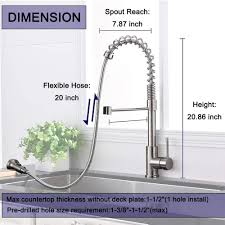 Whichever kind of faucet you want to install, including a commercial kitchen faucet, a touchless kitchen faucet or any other, there are a few key measurements that you need to understand when choosing. Single Lever Pull Down Kitchen Sink Faucets Modern Commercial Spring Brushed Nickel Pull Out Sprayer Single Handle Kitchen Faucet Awsso Faucet