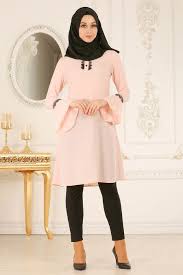 Nayla Collection Dantelli Volan Kol Pudra Tesettur Elbise 20041pd Tesetturisland Com Moda Stilleri Tunik