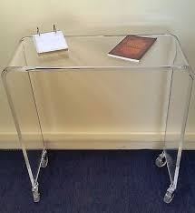 Clear Acrylic Lucite Desk Or Table On Clear Rolling Casters Lucite Desk Acrylic Furniture Clear Acrylic