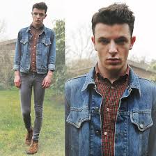 Black Jeans And Blue Denim Jacket Giorgio Armani Denim Jacket Charity Shop Check Shirt Topman Skinny Jeans Asos Brogue Boots Leather Jeans Men Jeans Outfit Casual Denim Jacket Men