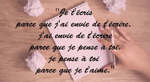 Je n'ai plus pensé que c'était lundi i forgot ou i never thought it was monday. Je T Ecris Parce Que J Ai Envie De T Ecrire J Ai Envie De T Ecrire Parce Que Je Pense A Toi Je Pense A Toi Parce Que Je T Aime Dictionnaire Des Citations