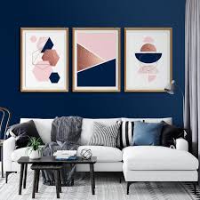 Navy Pink Wall Art Blue Pink Geometric Prints Navy Blush Print Pink And Navy Print Navy Pink Wall Decor Set Of 3 Wall Prints In 2020 Blue And Pink Living Room Pink