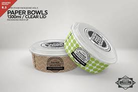 Paper Bowls With Clear Lids Mockup Paper Bowls Mockup Packaging Mockup
