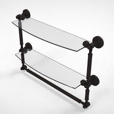 Bathroom shelf with towel bar wall mounted organizer holder shower caddy metal. Allied Brass Waverly Place 2 Tier Glass Bathroom Shelf W Towel Bar At Menards