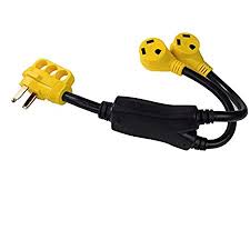 Most rv extension cords range from 10 to 50 feet long. Leisurecord 24 Rv Y Adapter Cord 50amp Male Plug To Two 30 Amp Female 2 5 Feet With Handle Amazon Com