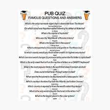 Test yourself with these general knowledge trivia questions and answers for 2020. Pub Quiz Questions Photographic Print By Markstones Redbubble