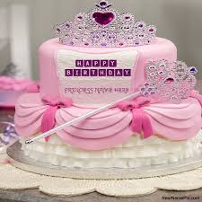 Birthday Wishes Images With Name And Photo On Cake Write Your Prince Princess Name On Pink Royal Birthday Happy Birthday Princess Cake Birthday Cake Writing Birthday Wishes Cake