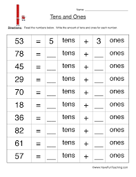 Free tens and ones printable math worksheets for 1st grade students. Tens Ones Worksheet Have Fun Teaching