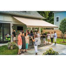 Sunsetter Manual Motorized And Xl Retractable Awnings With 399 99 Value Added Dimmable Led Light Kit Patio Awning Awning