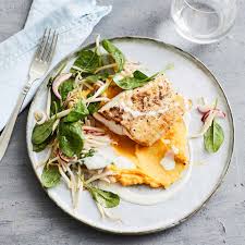 Rotbarschfilet Mit Susskartoffelpuree Rezept Essen Und Trinken