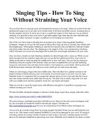 To reach high notes without straining you need to shorten your vocal chords as you sing higher. Pdf 451 Singing Tips How To Sing Without Straining Your Voice Fiore Collins Academia Edu