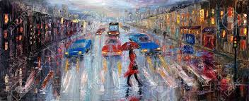 Impressionist painting woman with umbrella. Original Oil Painting Showing Beautiful Young Woman In Red Holding Stock Photo Picture And Royalty Free Image Image 51796515
