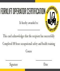 Forklift rules keep aisles free when parking forklift lower forks, neutralize controls, shut off engine, and set brakes when truck is unattended. 16 Forklift Certification Card Template Ideas Forklift Card Template Certificate Templates