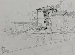 A3n La Minoterie De Mont De Marsan Vue Du Vieux Lavoir Etape 1 Alexandre Veron Urban Sketching Landscape Art Tag Art