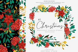 Download 4 free hocus pocus svg files for cricut and silhouette cameo. Christmas Watercolor Flowers Cliparts Graphic By 3motional Creative Fabrica