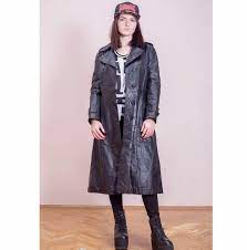 Vintage Black Leather Coatvintage Cloaklong Coatgreat Coat Etsy Black Leather Coat Steampunk Outfits Women Leather Coat