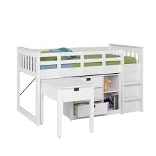 Loft bed with a comfortable sleeping space upstairs and downstairs. Taylor Olive Christian Twin Loft Bed With Desk And Storage Overstock 9756119 White