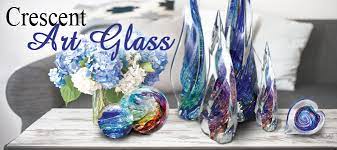 Memorial Crescent Art Glass Cremation Glass Art Beautiful Glass Art