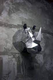 Iron Rhino Trophy Wall Decor Steel Statue Low Poly Sheet Metal Art Steel Art Scrap Metal Art