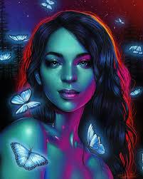 Colored Pencil Glowing Portrait Drawing Glowing Art Colorful Drawings Black Paper Drawing