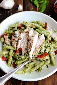 Creamy Pesto Pasta With Chicken Sun Dried Tomatoes A Quick And Easy 30 Minute Recipe With A Creamy Pesto Pesto Chicken Pasta Creamy Pesto Pasta Pesto Pasta