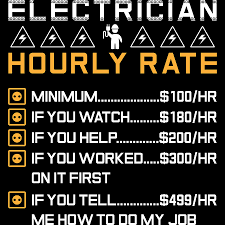 Are you looking to hire an electrician? Electrician Hourly Rate Wage Tshirt Design Master Electrician Electricity Job Work Profession Mixed Media By Roland Andres