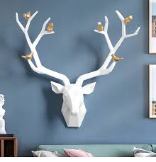 Top treasures 3 piece reindeer family lighted deer set 210 lights 52 buck 44 doe 28 fawn large deer family for indoor or outdoor christmas decorations yard art (white) 4.0 out of 5 stars 94 $279.99 $ 279. Resin 3d Big Deer Head Wall Decor For Home Satue Decoration Accessories Abstract Sculpture Modern Animal Head Wall Decoration Statues Sculptures Aliexpress