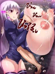 doskoinpo, silver hair, 1boy, 1girl, between breasts, breast press, breast  sucking, breastfeeding, breasts, breasts out, femdom, gigantic breasts,  heart, hetero, lactation, lifted by breasts, long hair, milk, pointy ears,  size difference -